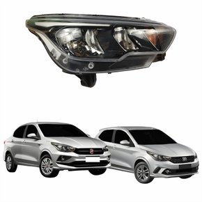 Farol Principal Fiat Argo Cronos 2016 Até 2024 Máscara Negra Com Led Lado Direito Passageiro