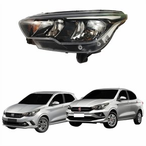 Farol Principal Fiat Argo Cronos 2016 Até 2024 Máscara Negra Com Led Lado Esquerdo Motorista
