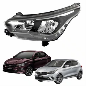 Farol Fiat Argo Cronos 2016 Até 2024 Máscara Negra Sem Led Lado Esquerdo Motorista