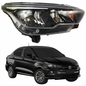Farol Principal Fiat Cronos 2016 Até 2024 Máscara Negra Com Led Lado Direito Passageiro