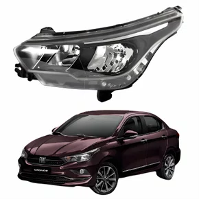 Farol Fiat Cronos 2016 Até 2024 Máscara Negra Sem Led Lado Esquerdo Motorista