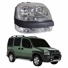 Farol Principal Fiat Doblo 2002 Até 2009 Máscara Cromada Lado Direito Passageiro