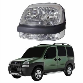 Farol Principal Fiat Doblo 2002 Até 2009 Máscara Cromada Lado Esquerdo Motorista