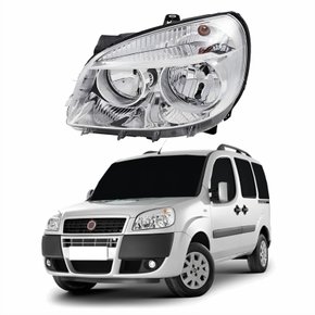 Farol Principal Fiat Doblo 2010 Até 2018 Máscara Cromada Lado Esquerdo Motorista