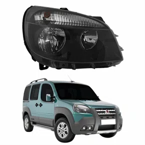 Farol Fiat Doblô 2010 Até 2018 Máscara Negra Lado Direito Passageiro
