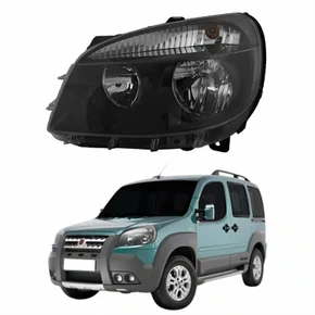 Farol Fiat Doblô 2010 Até 2018 ORIGINAL Máscara Negra Lado Esquerdo Motorista