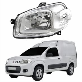Farol Fiat Fiorino 2014 Até 2019 Original Arteb Máscara Cromada Lado Esquerdo Motorista