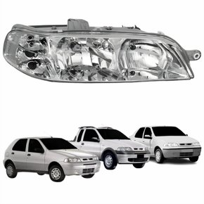 Farol Principal Fiat Palio Siena Strada Fire 2001 2002 2003 2004 Carcaça Cinza Lado Direito Passageiro