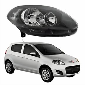 Farol Principal Fiat Palio 2012 2013 2014 2015 2016 Máscara Negra Lado Direito Passageiro
