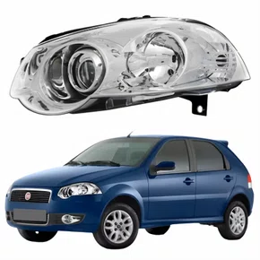 Farol Fiat Palio 2008 Até 2011 Máscara Cromada Com Anel Cromado Lado Esquerdo Motorista