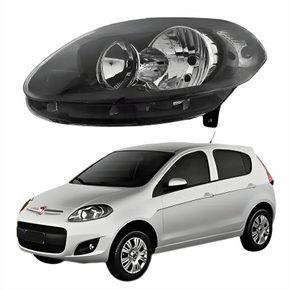 Farol Principal Fiat Palio 2012 2013 2014 2015 2016 Máscara Negra Lado Esquerdo Motorista