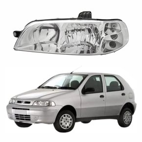 Farol Fiat Palio G2 2001 Até 2007 Foco Duplo Carcaça Preta Lado Esquerdo Motorista