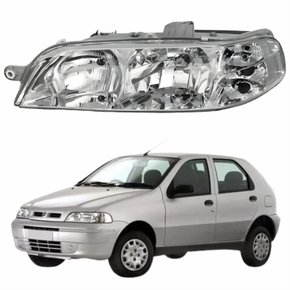 Farol Fiat Palio G2 2001 Até 2007 Original Arteb Foco Duplo Carcaça Cinza Lado Esquerdo Motorista