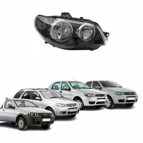 Farol Fiat Palio G3 Siena Strada Weekend 2003 Até 2014 Foco Duplo Máscara Negra Canhão Cromado Lado Direito Passageiro