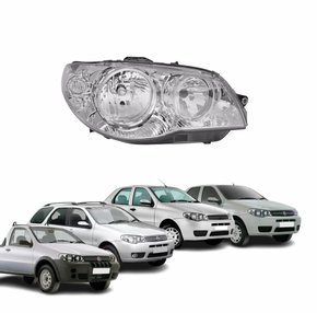 Farol Fiat Palio G3 2004 Até 2014 Siena Weekend G3 2004 Até 2007 Strada G3 2004 Até 2012 Mascara Cromada Com Anel Cromado Lado Direito Passageiro