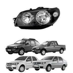 Farol Fiat Palio G3 2004 Até 2014 Siena Weekend G3 2004 Até 2007 Strada G3 2004 Até 2012 Mascara Negra Com Anel Cromado Lado Esquerdo Motorista