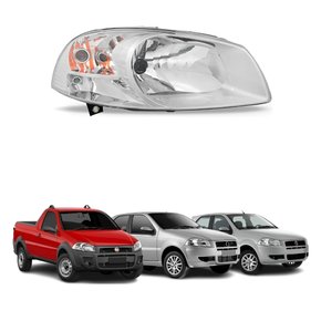 Farol Fiat Palio G4 2008 Até 2012 Siena G4 2010 Até 2012 Strada G4 2014 Até 2019 Mascara Cromada Lado Direito Passageiro