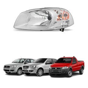 Farol Fiat Palio G4 2008 Até 2012 Siena G4 2010 Até 2012 Strada G4 2014 Até 2019 Mascara Cromada Lado Esquerdo Motorista