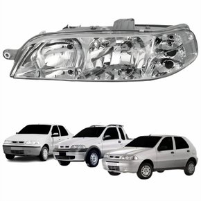 Farol Principal Fiat Palio Siena Strada 2001 2002 2003 2004 Carcaça Cinza Lado Esquerdo Motorista