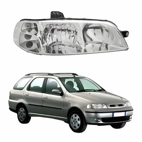 Farol Fiat Palio Weekend G2 2001 Até 2006 Foco Duplo Carcaça Preta Lado Direito Passageiro