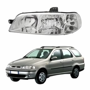 Farol Fiat Palio Weekend G2 2001 Até 2006 Foco Duplo Carcaça Preta Lado Esquerdo Motorista