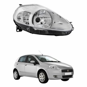 Farol Fiat Punto 2008 2009 2010 2011 2012 Mascara Cromada Lado Direito Passageiro