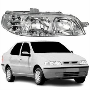Farol Principal Fiat Siena 2001 2002 2003 2004 Carcaça Cinza Lado Direito Passageiro