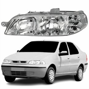 Farol Principal Fiat Siena 2001 2002 2003 2004 Carcaça Cinza Lado Esquerdo Motorista