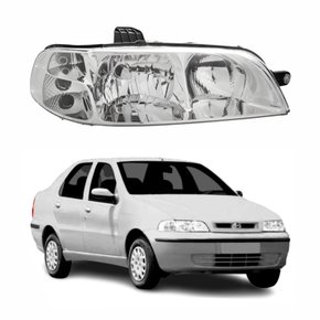 Farol Fiat Siena G2 2001 Até 2007 Foco Duplo Carcaça Preta Lado Direito Passageiro