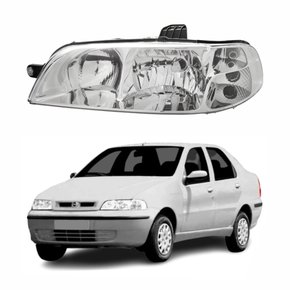 Farol Fiat Siena G2 2001 Até 2007 Foco Duplo Carcaça Preta Lado Esquerdo Motorista