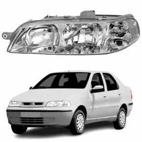 Farol Fiat Siena G2 2001 Até 2007 Original Arteb Foco Duplo Carcaça Cinza Lado Esquerdo Motorista