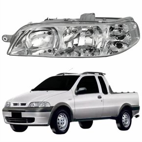 Farol Principal Fiat Strada 2001 2002 2003 2004 Carcaça Cinza Lado Esquerdo Motorista