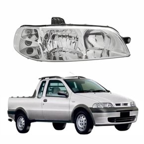Farol Fiat Strada G2 2002 Até 2007 Foco Duplo Carcaça Preta Lado Direito Passageiro