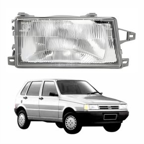 Farol Fiat Uno 1991 Até 2003 Lente De Vidro Lado Direito Passageiro