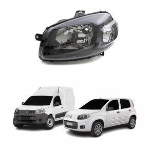 Farol Fiat Uno Way Vivace 2010 Até 2014 Fiorino 2014 Até 2019 Máscara Negra Lado Esquerdo Motorista