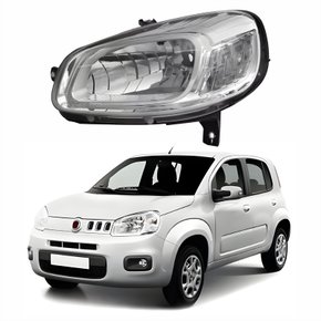 Farol Principal Fiat Uno Vivace 2015 Até 2021 Cromado Lado Esquerdo Motorista