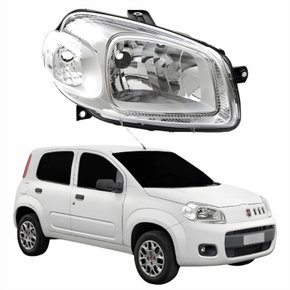 Farol Fiat Uno Vivace 2010 2011 2012 2013 2014 Máscara Cromada Lado Direito Passageiro
