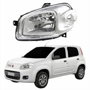 Farol Fiat Uno Vivace 2010 2011 2012 2013 2014 Máscara Cromada Lado Esquerdo Motorista