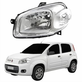 Farol Fiat Uno Vivace 2010 Até 2014 Original Arteb Máscara Cromada Lado Esquerdo Motorista
