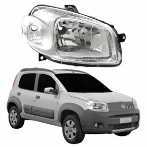Farol Fiat Uno Way 2010 2011 2012 2013 2014 Máscara Cromada Lado Direito Passageiro
