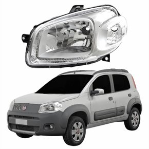 Farol Fiat Uno Way 2010 2011 2012 2013 2014 Máscara Cromada Lado Esquerdo Motorista