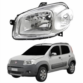 Farol Fiat Uno Way 2010 Até 2014 Original Arteb Máscara Cromada Lado Esquerdo Motorista
