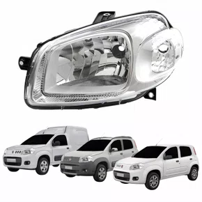 Farol Fiat Uno Way Vivace 2010 Até 2014 Fiorino 2014 Até 2019 Original Máscara Cromada Lado Esquerdo Motorista