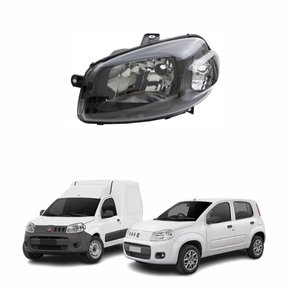 Farol Fiat Uno Way Vivace Fiorino 2010 Até 2019 Máscara Negra Lado Esquerdo Motorista