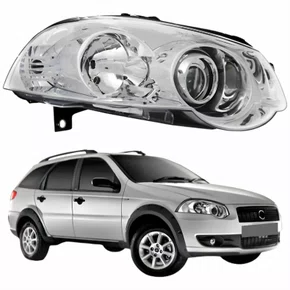 Farol Fiat Weekend 2008 Até 2016 Máscara Cromada Com Anel Cromado Lado Direito Passageiro