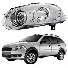Farol Fiat Weekend 2008 Até 2016 Máscara Cromada Com Anel Cromado Lado Esquerdo Motorista