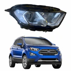 Farol Principal Ford Ecosport 2018 2019 2020 2021 Máscara Cromada Com Led Lado Direito Passageiro