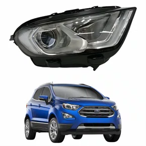 Farol Principal Ford Ecosport 2018 2019 2020 2021 Máscara Cromada Com Led Lado Direito Passageiro