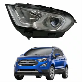 Farol Principal Ford Ecosport 2018 2019 2020 2021 Máscara Cromada Com Led Lado Esquerdo Motorista