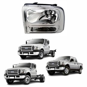 Farol Ford F250 F350 F4000 2007 Até 2011 Máscara Cromada Lado Esquerdo Motorista